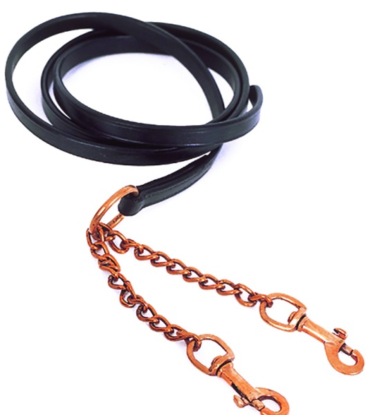 Heritage Saddlery English Leather Lead And Chain 1/2'' Leather Lead With Twin Chain